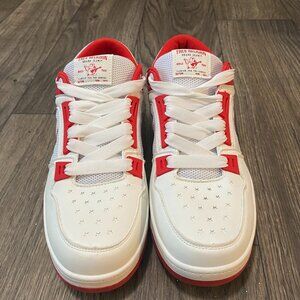 True Religion Men's White and Red Sneakers (size 10)